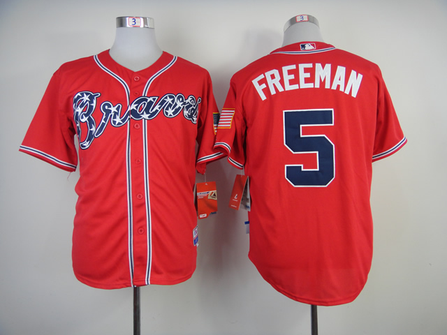 Men Atlanta Braves #5 Freeman Red MLB Jerseys